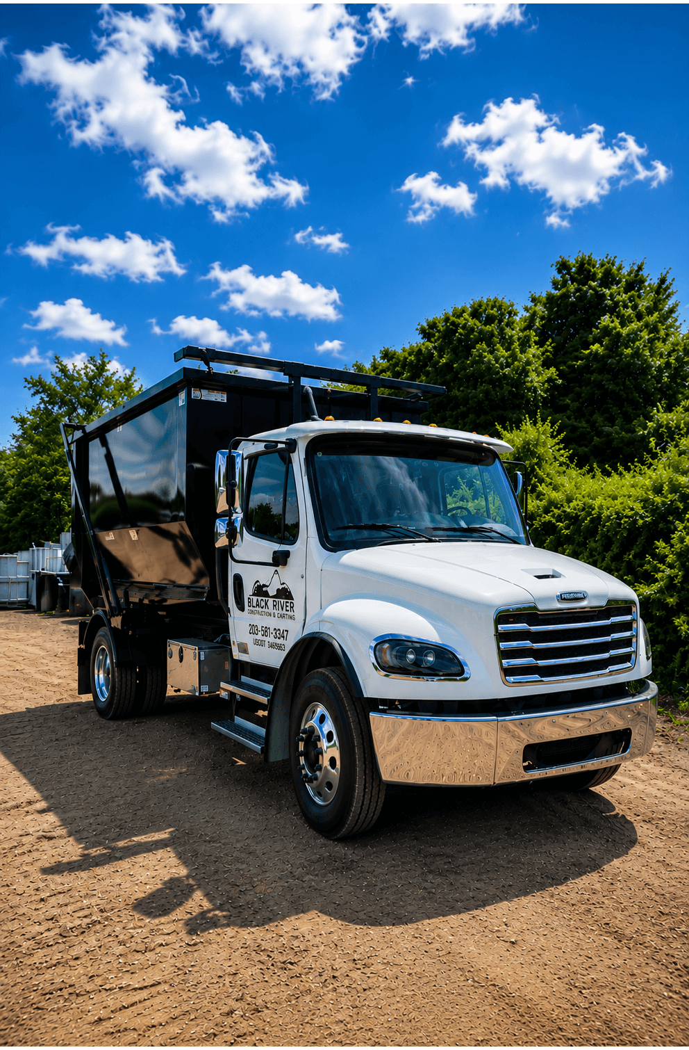 Black River Construction dump truck at a Connecticut construction site